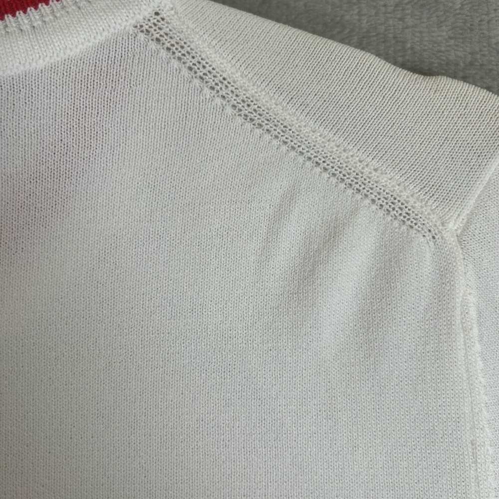 Maje Monica red and white pleated bell sleeve sweater - Picture 12 of 12